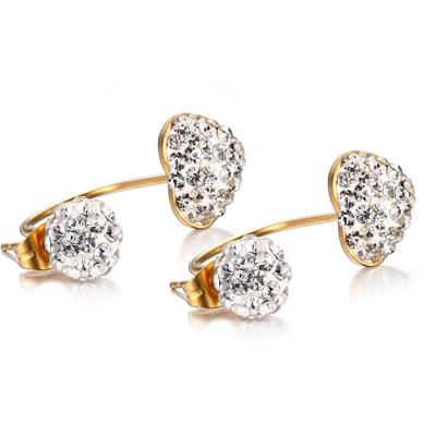 China CLASSIC Lady Jewelry Gift For Women Summer Jewelry Heart Stud Stainless Steel Rhinestone Earring Women MLF016 for sale