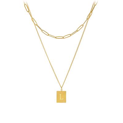 China TRENDY 18K Gold Plated L Initial Letter Necklace Waterproof Stainless Steel Pendant Chain Necklace For Women 2021 for sale