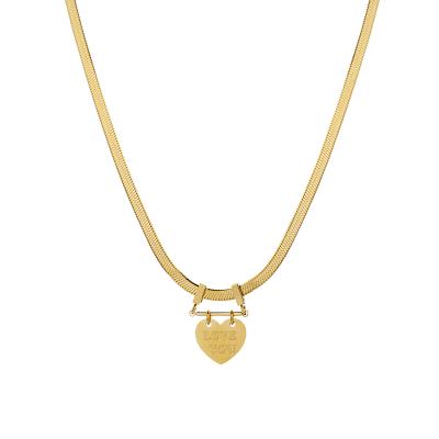 China TRENDY 18K Gold Plated To Love You Initial Letter Necklace Waterproof Stainless Steel Heart Pendant Chain Necklace For Women 2021 for sale