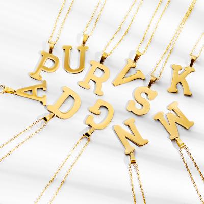 China Fashion 18K Filled Plated 26 Letter English Non-Fadin Initial Letter Charms Stainless Steel Letters For Necklace For Women 2021 for sale