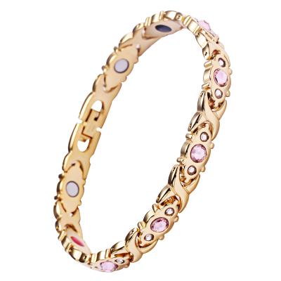 China FASHIONABLE Magnetic Rose Round Stone Dropshipping Stainless Steel Healing Power Energy Energy For Women Christmas Magnet Bracelets for sale