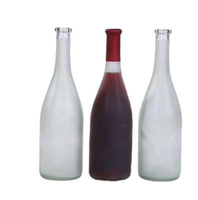 China 750ml 25oz Beverage Champagne Glass Bottle Classic Frosted Red Wine Bottle With Cork for sale