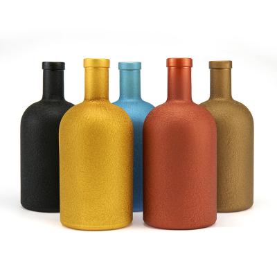 China Custom Matte Colored Vodka Liquor Glass Bottle Beverage Wine Bottle 375ml 500ml 750ml 1000ml for sale