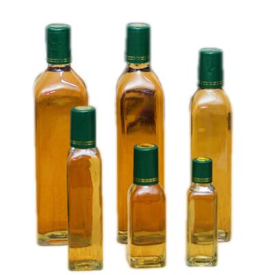 China Food Round Camellia Glass Bottle 100ml 250ml500ml 750ml 1000ml Transparent Square Olive Oil Bottle for sale