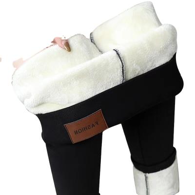 China Winter Women Gaiters Cashmere Lambskin Large Size Warm Pants Antibacterial Thick Waist Fleece High for sale