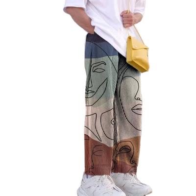 China Foreign trade antibacterial corduroy pants printing straight loose trend fashion leisure tube casual pants for sale