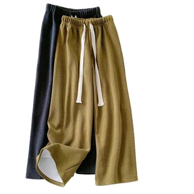 China Antibacterial Heavy Velvet Thickened Street Lazy Casual Sports Pants Ladies Winter Rope Casual Wide-leg Pants Straight Leg Pants for sale