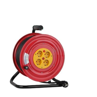 China Household European Standard Electrical Steel Retractable Cable Reel Cable Reel Multi Large 50m Appliance Outlet Sockets IP20 4 for sale