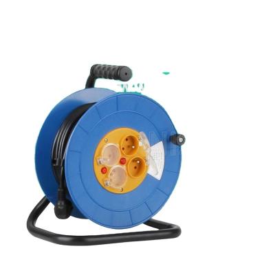 China Home Appliance French Empty Plastic Cable Reel With 4 Outlet Cover 16A 220V 10m 20m 50m Electrical Cable Reel Waterproof Drum for sale