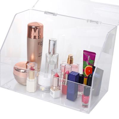 China Normcore/Minimalist Cosmetics storage box Skin care transparent finishing table top dresser cosmetics acrylic display box acrylic storage box for sale