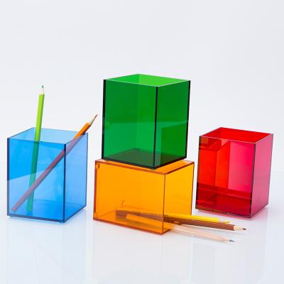 China Pen Holder Transparent color simple acrylic pen holder Student desktop storage box for sale