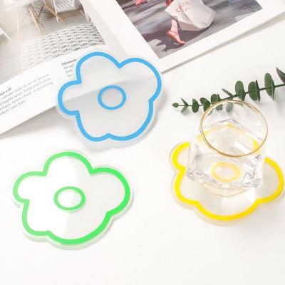 China Sustainable Coasters for Drinks Acrylic Coasters Flower Coaster Reusable Drink  for Family Bar Home Decoration Gift for sale