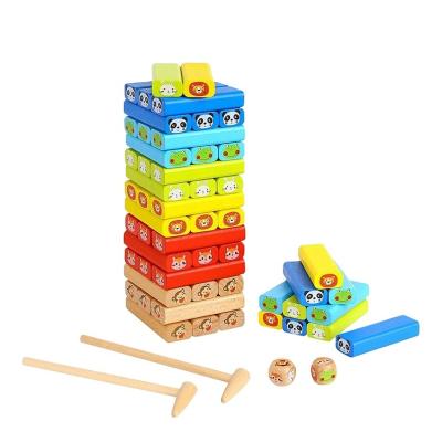 China Construction Toy Customized Color 54 Pcs Wooden Giant Collapsing Stacking Tower Timbers Game For Party for sale