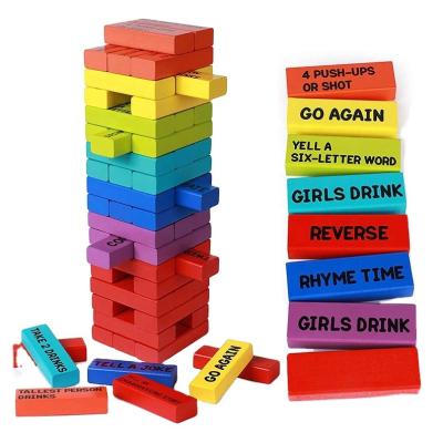 China Construction Toy Customized Words Non Toxic Painted Wooden Play Alphabet Tumbling Stacking Blocks Toys for sale