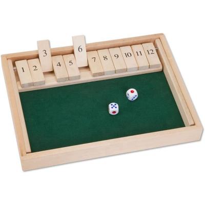 China Classic solid wood tabletop version of the popular English bar game closed box 12 cut out game board for sale