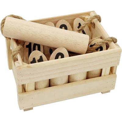 China Wooden Game Set Number Hard Rubber Wooden Throwing Block Tossing Game Set With Wooden Box for sale