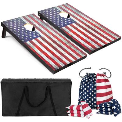 China MDF& Premium Pine Wood 3ft*2ft Cornhole Game Set Customized American Flag Waist Bag Toss Board Game for sale