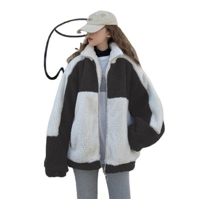 China Autumn Winter Women Warm Soft Zipper Faux Fur Jacket Elegant Patchwork Casual Outwear Women's Faux Fur Coat Anti-Wrinkle Plush Overcoat Pocket for sale