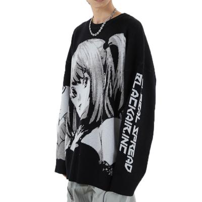 China Anti-wrinkle Anime Girl Knitted Sweater Pullover Hip Hop Streetwear Retro Style Sweater for sale