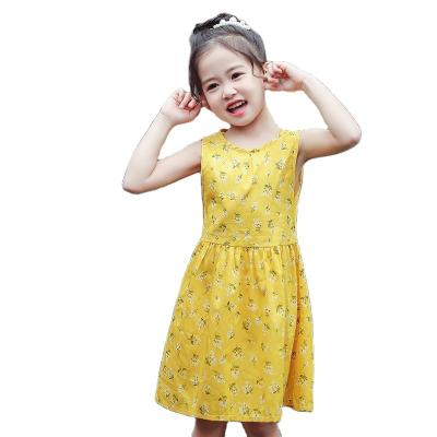 China Anti-wrinkle Girls Dress 2021 Summer Comfortable Hat Cotton Children's Floral Sleeveless Dress For Kids for sale