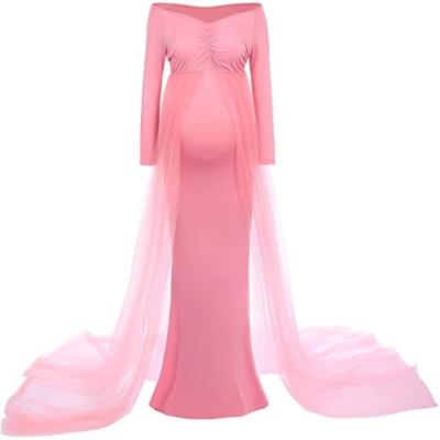 China Antibacterial Dresses Long Dress With Coat Fit Pregnancy Dresses Chiffon Coat Maternity Dress for sale