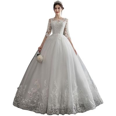 China 2021 Autumn New Dream Slim Middle Sleeve Anti-wrinkle Lace Bride Wedding Dress Bridal Wedding Gowns Wedding Dresses for sale