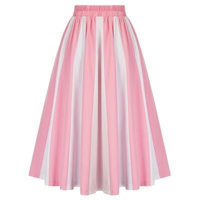 China Other Ladies Color Buttons Decorated A Line Skirt Pleated High Waist Flare Women Skirt for sale