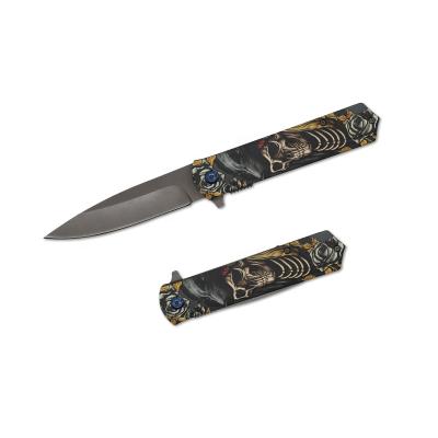 China Handle Folding Outdoor Camping Non-variable Cool Printing Tactical Pocket Knife Hunting Military Knives for sale