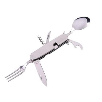 China Viable 6 in 1 Multi Purpose Foldable Portable Fork and Spoon Detachable Cutlery for sale