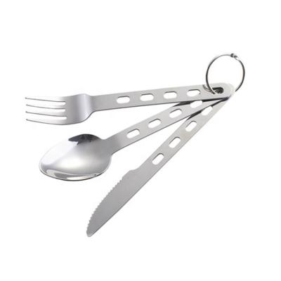 China Sustainable Outdoor Camping 3PCS Stainless Steel Knife Fork Spoon Portable Cutlery Set for sale