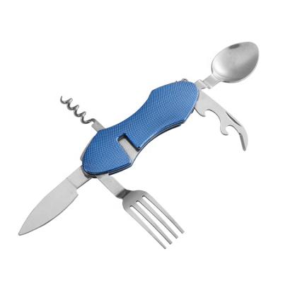 China Viable Aluminum Handle 5 IN 1 Multi Tool With Foldable Fork Spoon Camping Cutlery for sale