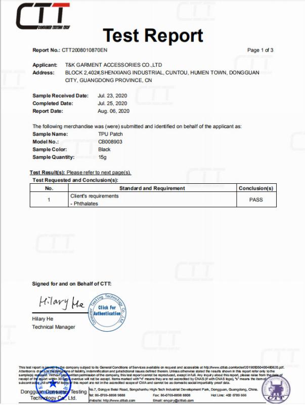 Fornitore cinese verificato - T&K Garment Accessories Co.,Ltd