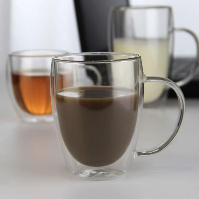 China Durable High Strength Coffee Cup Borosilicate Double Wall Mug Creative Glass Coffee Mug for sale