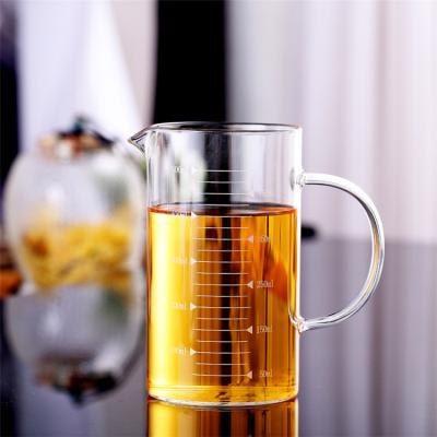 China 500ml Sustainable Glass Measuring Cup With Handle Scale Mug Kitchen Mug for sale