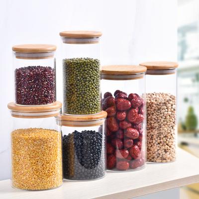 China Wholesale Eco-Friendly Sustainable Borosilicate Glass Storage Jars With Lid Bamboo Kitchen Food Glass Mason Jar Jar for sale