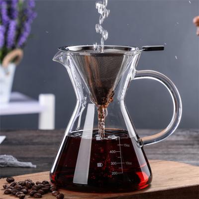 China Sustainable High Borosilicate Heat Resistant Transparent Glass Coffee Pot With Colored Handles for sale