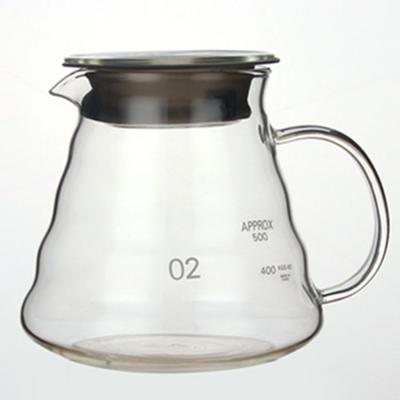 China Durable high temperature resistance high transparencyglass handmade borosilicate coffee pot stainless steel cover with handle for sale