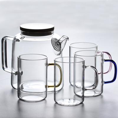 China Viable Hot Selling Heavy Duty Transparent Heat Resistant Teapots With Lid Bamboo Round Glass Teapot With Handle Glass Teapot Set for sale