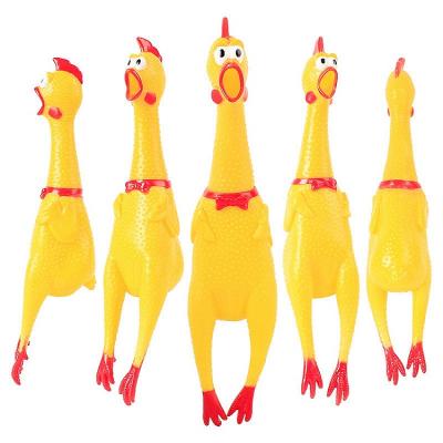 China Children's Funny Small Size Chicken Pets Dog Toys Rooster Screaming Crows Lure Puppy Toy Rubber Chicken Squeak Squeeze Toys for sale