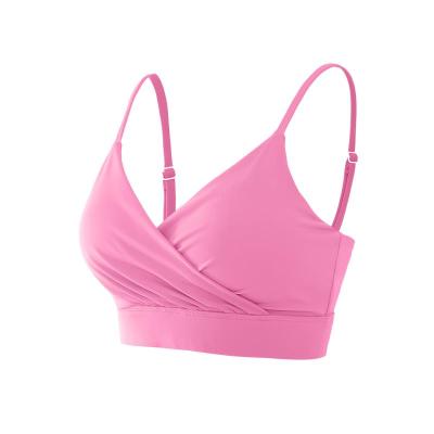 China Wholesale Logo Cross Strap Yoga Suit Cavity Color Pure Custom High Quality Breathable Tight Sports Bra Top Bra for sale