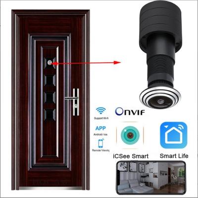 China WiFi network remote monitoring tuya fish camera 1080P smart micro cloud storage mini PTZ smart hole door eye motion detection HD wide dynamic fish camera for sale