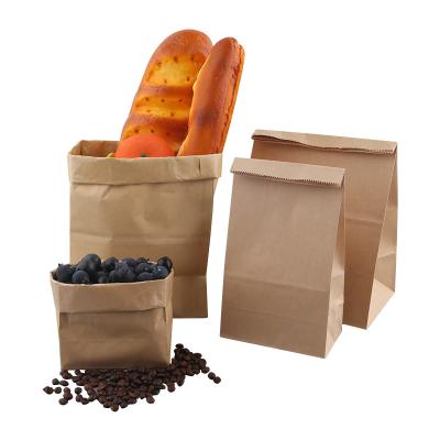 China Food Packaging Recyclable Thin Square SOS Bottom Craft Paper Bag for sale