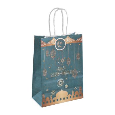 China 2022 Recyclable 6pcs Eid Mubarak Custom Ramadan Paper Bag Candy Bag Islam Eid Mubarak Ramadan Gift Packaging Paper Bag for sale