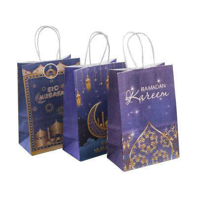 China 6pcs Eid Mubarak Paper Gift Bag Ramadan Goodie Bags Recyclable Cookies Candy Bags Packaging Festival Ramadan Bag Adult Children for sale