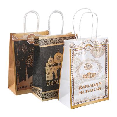 China 2022 Diary Ramadan Treat Goodie Candy Paper Bag Recyclable Sweet Paper Bags Eid Mubarak Party Gift Shopping Bags For Eid Party Supplies for sale