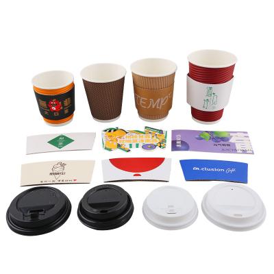 China YQ PC-003 8oz 12oz 16oz Disposable Custom Paper Coffee Cup With Lids And Sleeves for sale