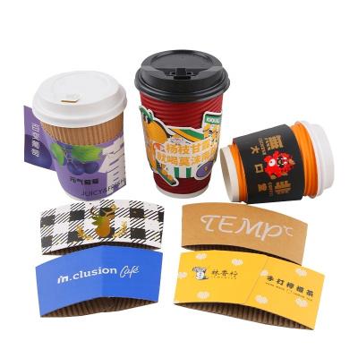 China YQ Disposable PC-001Disposable Printed Custom Personalized 6oz 8oz12oz Reusable Paper Coffee Cups With Lids And Sleeves With Your Own Logo for sale