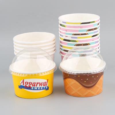 China Customized Disposable 4oz 5oz 6oz 8oz 10oz Disposable Ice Cream Cups Plastic Ice Cream Cup Wholesale With Lids for sale