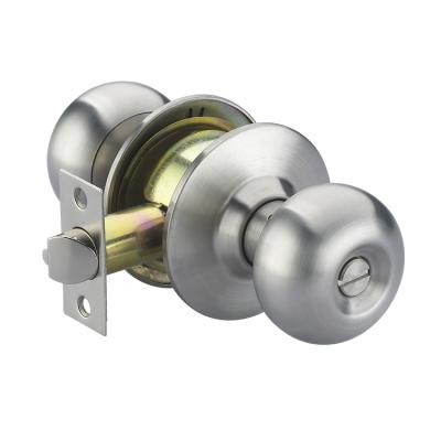 China Wooden doors and steel doors durable use brushed metal stainless steel knob door spherical cylinder lock for household interior doors for sale