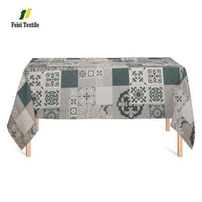 China Oilproof Geometric Design Waterproof Polyester Printed Edge Table Cloth For Italy Market for sale